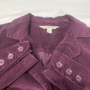 St Johns Bay Womens Corduroy Blazer Jacket Burgundy Plum Size M Cotton Spandex
